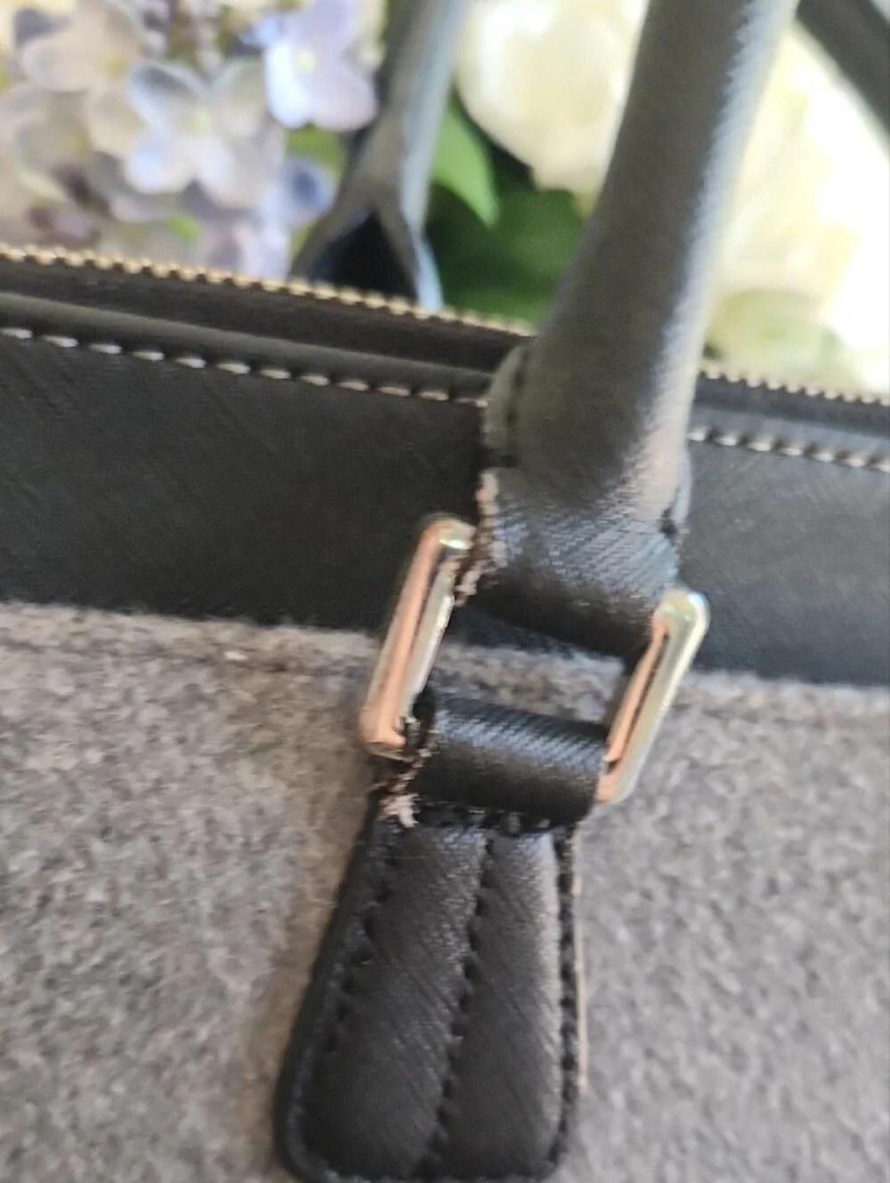 Calvin Klein Gray and Black Felt Satchel